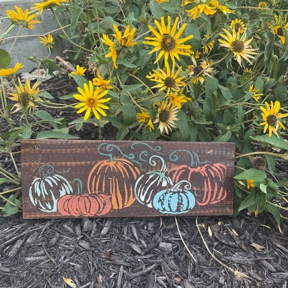 Rustic Pumpkins painted on reclaimed wood - Picture 13 of 16